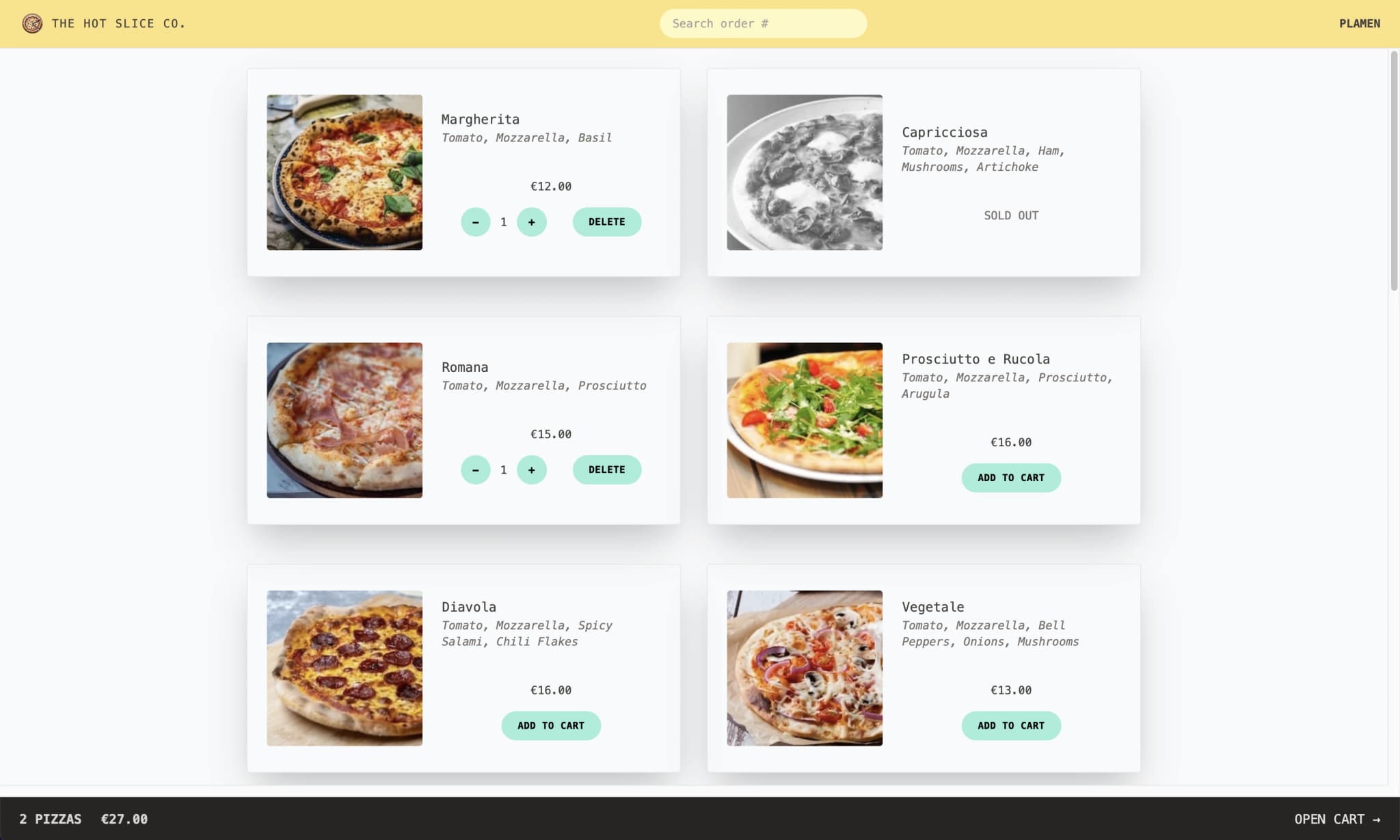 Image of The Hot Slice pizza page